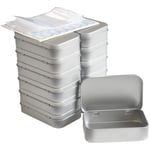 DARUITE Tins Container, 12 Pieces Hinged Metal Tins With Lids Rectangular Hinged Containers Mini Portable Storage Box Small Metal Boxes Tins Box for Home Organizer, 3.75 x 2.36 x 0.86 inch, Silver