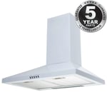 60cm White Pyramid 3 Speed Chimney Cooker Hood Kitchen Extractor Fan LED Light