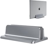 Support Ordinateur Portable Compatible avec Macbook/iPad/Microsoft, et Autre PC, Support Vertical Bureau Réglable Laptop Stand en Alliage d'Aluminium, Dock Stand pour Macbook Air/Pro, Gris
