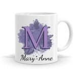 i-Tronixs® Personalised Name Initial Colour Printed Coffee Tea Mug for Valentines Day Birthday for Him Her Boyfriend Girlfriend Fiance Husband Wife Friend (Purple)