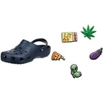 Crocs Unisex Classic Clog, Navy,12 UK Men + Jibbitz Shoe Charm 5-Pack | Personalize with Jibbitz Super Chill 5 Pack One-Size