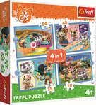 Tréfl - 44 Cats, Le Gang des Félins - Puzzle 4en1, 4 Puzzles, 35 à 70 Éléments - Puzzles avec Personnages de Contes de Fées 44 Chats, Divertissement, Puzzles Colorés pour Enfants à partir de 4 ans