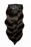 Foxy Locks 18" Seamless Clip In Human Remy Hair Extensions - Brown Black - 180g