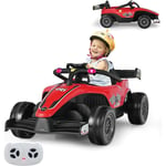 GOPLUS Kart à Pédale F1 Enfant 3-7 Ans avec Télécommande,Véhicule électrique Roues Anti-chocs,LED/Musique/USB/MP3,Rouge - Goplus
