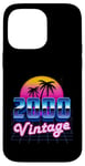 Vintage 2000 Anniversaire 25 ans 80's Rétro Palmier Coucher de Soleil Coque pour iPhone 14 Pro Max