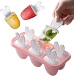 6 Ice Molds Popsicle Mold Set, Popsicle Ice Cream Maker Reusable Popsicle Sticks, BPA Free Mini Ice Mold for Kids Baby (Pink)
