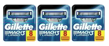 Pack 24 Lames GILLETTE MACH3 TURBO Recharges Rasoir Gilette Match 3 Match3 Mach