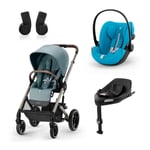 cybex GOLD Liggvagn Balios S Lux Taupe Sky Blue inklusive bilbarnstol Cloud G i-Size Plus Beach Blue Base station Base G och Adapter