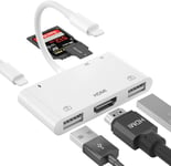 Adaptateur HDMI OTG pour iPhone, Adaptateur USB HDMI, Lighting vers HDMI AV Numérique 6-en-1, Lecteur de Carte SD,Adaptateur pour Appareil Photo USB, Compatible avec iPhone, Pad, Clavier MIDI