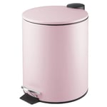 mDesign petite poubelle ronde – poubelle cuisine 5L en métal à pédale, couvercle et seau en plastique – poubelle de bureau, cuisine ou salle de bain élégante – violet