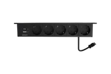 DELTACO OFFICE - effektband - 1x21W A+C USB charger, GST18 cable connector, outlet angled, under-desk
