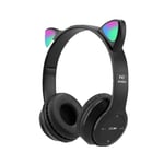 Cute Cat Ear Headphones, Kids Bluetooth Headphones with Mic and LED Light, Foldable Adjustable Wired/Wireless Stereo Headset for iPad/Smartphones/Laptop/PC/TV