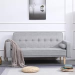 BOJU Modern Grey Sofa Bed 2 Seater Living Room Linen Fabric Double Seater Futon Sofa Couch Convertible for Friheten Sleeper Adult Dorm Bedroom Office Reception Room