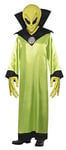 Adult Green Satin Alien Lord Costume Mask & Hands Halloween Fancy Dress