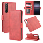 Custodia® Flip Wallet Case Compatible for Sony Xperia 1 II (Red)