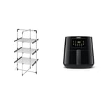 Black+Decker 63099 3-Tier Heated Clothes Airer Aluminium, Cool Grey, 140cm x 73cm x 68cm & Philips Airfryer 5000 Series XL, 6.2L, 14-in-1 Airfryer, Wifi connected