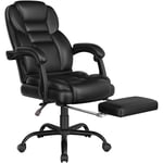 Yaheetech Chaise Bureau Ergonomique Fauteuil de Bureau en Similicuir Confortable Large Coussin Hauteur Réglable Dossier Inclinable Siège avec Repose Pieds Noir