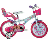 DINO BIKES Barbie Kids' 16" Bike - Blue & Pink, Pink,Blue,Patterned