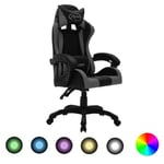 "Promo"Chaise de travail LMT - Fauteuil de jeux vidéo avec LED RVB Gris et noir Similicuir 16,1Kg