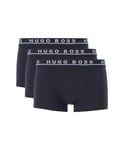 Hugo Boss Mens Bodywear Three Pack Regular Rise Dark Blue Boxer Trunks - Navy Cotton - Size Large