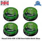 100 Maxell DVD+RW Disc 4.7GB 120Min 100 Spindle 275894 DVD Rewritable Blank Disc