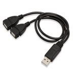 Mofun® DUAL USB 2.0-A Female To USB Male Cable Extension Cord Lead Power Adapter Lead (Black)