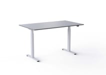 Wulff Hev senk skrivebord 140x80cm Lys grå laminatplate RAL 7047 Färg på stativ: Hvit - bordsskiva: