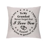 GHORIHUB Grandad Throw Pillow Cover Granddad Cushion Case Never Forget I Love You to Grandfather Hug Pillowcases Appreciate Thanksgiving from Grandson Granddaughter