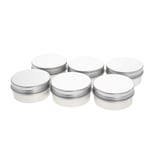 Othmro Tiny Tins Round Threaded Aluminum Cans-6 PCS Silver 57x28mm Storagte Container with Screw Lids Silver Edge Curly 50g(1.7 oz) 0.3mm Thickness Metal Tins Without Clear Window