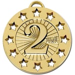 Trophy 2nd Place Medal Gold 4 cm, In Case With Ribbon,Free Engraving up to 45 Letters AM866G