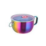 Meisha Soup Noodle Bowl with Lid and Handle, Stainless Steel Leak Proof Ramen Cooker for Camping Baking Cooking - Iridescent
