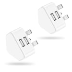 USB Charger Plug, Niluoya 2-Pack 2.1A/5V Dual Port USB Power Adapter Mains Wall Charging Adaptor for iPhone 13 12 11 Pro Max Xs XR X 11 8 7 6 6S Plus 5S 5C SE 10, Samsung, LG, Android, Cell Phone