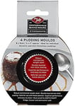 Tala Performance 4 Mini Pudding Moulds, 8 x 5 cm made from Professional Gauge carbon steel with Eclipse Premium Non-Stick Coating; Cake Moulds, Ideal for sponge and Christmas puddings