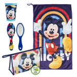 Rejsetoilettaske-sæt til børn Mickey Mouse Blå (23 x 16 x 7 cm) (4 stk)