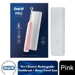 Oral-B Pro 1 Electric Rechargeable Toothbrush 3 Modes with Travel Case, Pink