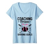 Womens Coaching Dreams Sharing Goals Baseball Player Coach V-Neck T-Shirt