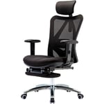 Sihoo - chaise de bureau chaise de bureau, ergonomique charge maximale 150kg avec repose-pieds, noir - black