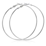 Riktigt Stora Blanka Tunna Runda Hoop Örhängen - 12 cm - Silver Silver