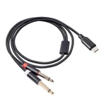 Usb C till Dual 6.35mm Audio Stereo Kabel Typ C till Dual 6.35mm Audio Sladd för Smartphone Multimedia