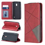 Phone case Rhombus Texture Horizontal Flip Magnetic Leather Case with Holder & Card Slots & Wallet For Nokia 2.2(Grey) phone cover protective film (Color : Red)