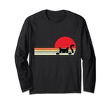 Vintage Sunset Black Cat Funny Peek a Boo Long Sleeve T-Shirt