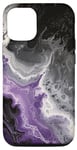 Coque pour iPhone 15 Drapeau Asexuality Marble Pride | Art en marbre noir, violet, gris