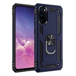 HAOYE Case for Samsung Galaxy S10 Lite, Metal Ring Support [Compatible Magnetic Car Mount] Heavy Duty Armor Shockproof Cover, Silicone TPU + Hard PC Case. Navy blue