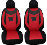 Housses de siège sur Mesure pour sièges de Voiture compatibles avec VW Caddy 2010-2015 conducteur et Passager FB : 903 (Rouge/Noir)