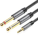 POSUGEAR 3.5mm to 6.3mm Mono Cable 1m, 1/4 to 1/8 Inch Male to Male Audio Splitter Nylond Braid and Gold-Plated Cable, Digital Interface Instrument Cable for Mixer, Audio Recorder, Guitar, Amplifier