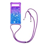 SKALO Google Pixel 7a Juoksuhiekka Glitter Mobile kaulapanta - Violetti-Sininen