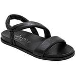 37 noir Emmanuela Sandales plates confortables en cuir souple, chaussures d'été à glissement en qualité grecque, sandales avec orteils ouverts, sandales à bretelles douces à la pédale