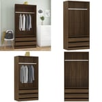 Garderob brun ek 100x50x200 cm konstruerat trä - Klädhängare - Hatthylla - Home & Living