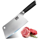 SHAN ZU Kitchen Knife,Meat Cleaver Knife with Hole 7 Inch Sharp Chef Knife Vegetable Chopper Japanese High Carbon Stainless Steel Kitchen Chopping Knife with Pakkawood Handle