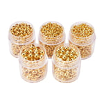 PandaHall about 2355pcs Round Spacer Metal Beads 5 Boxes Iron Round Spacer Beads For Jewellery Making, Golden, 2~5mm, Hole: 1~2mm